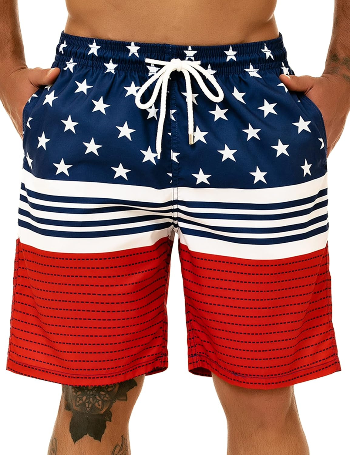 Big and Tall Mens Swim Trunks, 9" Mens Designer Bathing Suit Boardshorts